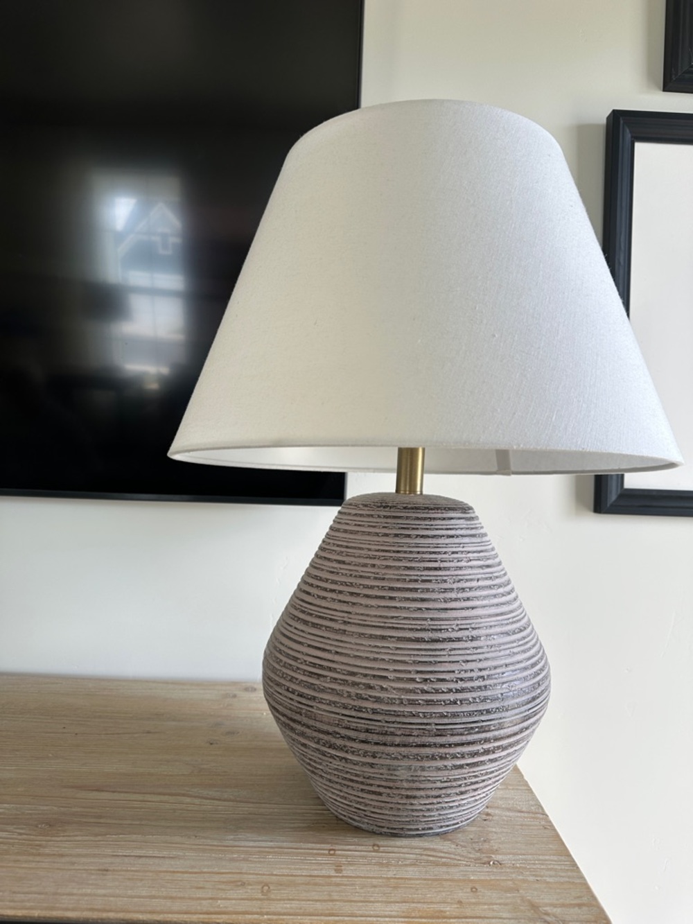 Studio McGee Resin Table Lamp with White Shade
